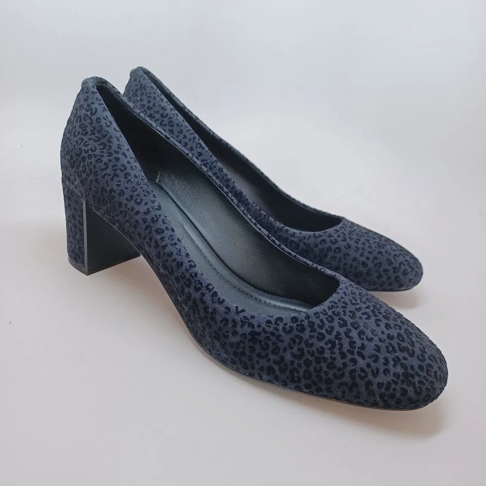Donald J Pliner‎ Heels Womens US 9.5 Black Suede Leather Leopard Print Pumps